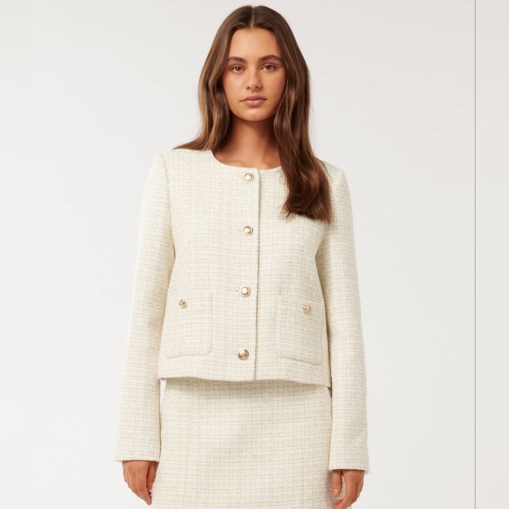 Ever New Cream Tweed Boxy Blazer